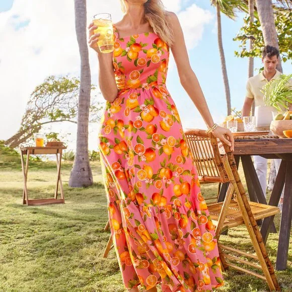 Lemons and Oranges Tiered Maxi Dress - Picture 1 of 9